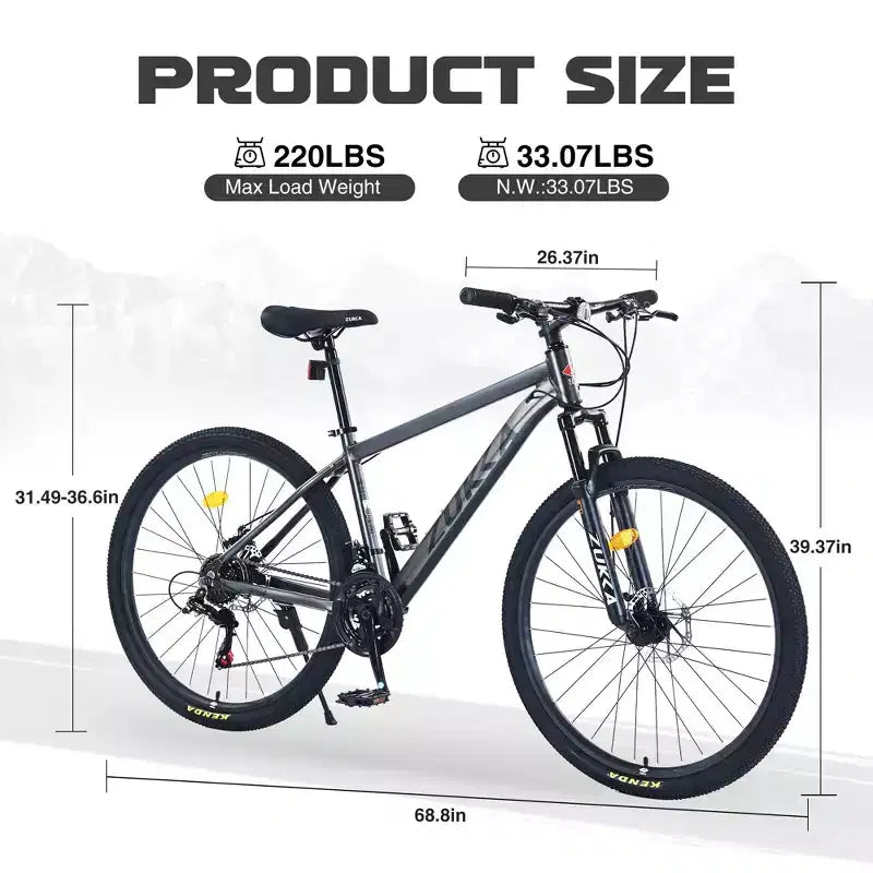 Okak 27.5IN Mountain Bike with Aluminum Alloy Frame, Kids Dirt Bike with 21 Speed Gear and Front Suspension, Bicycle for Kids and Adults