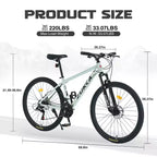 Okak 27.5IN Mountain Bike with Aluminum Alloy Frame, Kids Dirt Bike with 21 Speed Gear and Front Suspension, Bicycle for Kids and Adults