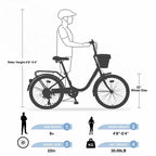 Okak 22IN Cruiser Bikes with Front Basket, Girls Bike with Steel Frame, V-Shape Brake and Comfort Saddles, Adult Bike for Girls and Women