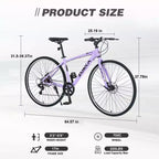 Okak 700C Hybrid Bike with Aluminum Alloy Frame and Double Disc Brakes, Flat Handlebar Road Bike, Adult Bike for Road Cycling and Traval