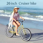 Okak 26IN Single Speed Cruiser Bikes with Steel Frame, Adult Bike with Wide Wheels and Rear Coaster Brakes, Bicycle for Mens and Women