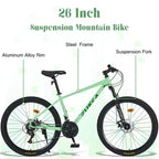 Okak 26IN Adult Bike with 24 Speed and Suspension Fork, Mountain Bike with KENDA Tires and Disk Brake, Fat Tire Bike for Men and Women