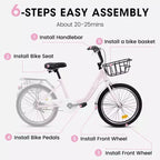 Okak 20IN Kids Bike with Lightweight Steel Frame, Kids Cruiser Bikes with Coaster Brake & V-Brake, Mini Bike with Chain Guard & Rear Rack
