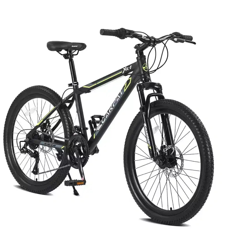 Okak 24IN Mountain Bike with Daul Disc Brakes and Front Suspension, Kids Bike with 21 Speed and Steel Frame, Bicycle for Boys, Girls