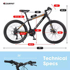 Okak 26IN Mountain Bike with 21 Speeds and Mechanical Disc Brakes, Adult Bike with High-Carbon Steel Frame, Dirt Bike for Kids & Adults