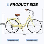 NAYSAYE 24 Beach Cruiser Bike for Women Ladies Bike 7 Speed Complete Cruiser Bikes with Dual V-Brake, Adult City Bike for Women, Men