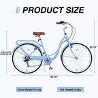 NAYSAYE 24 Beach Cruiser Bike for Women Ladies Bike 7 Speed Complete Cruiser Bikes with Dual V-Brake, Adult City Bike for Women, Men