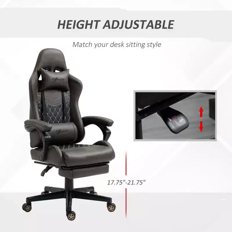 Racing Gaming Chair Diamond PU Leather Office Gamer Chair High Back Swivel Recliner with Footrest, Lumbar Support, Adjustable Height