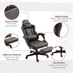 Racing Gaming Chair Diamond PU Leather Office Gamer Chair High Back Swivel Recliner with Footrest, Lumbar Support, Adjustable Height