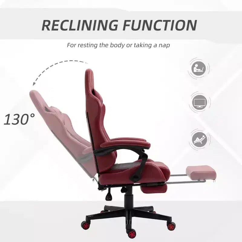 Racing Gaming Chair Diamond PU Leather Office Gamer Chair High Back Swivel Recliner with Footrest, Lumbar Support, Adjustable Height