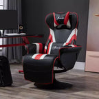 Gaming Chair, Racing Style Computer Recliner with Lumbar Support, Footrest and Cup Holder/White/Red