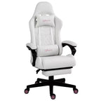 High Back PU Leather Gaming Chair, Racing Computer Chair with Swivel Wheels, Retractable Footrest, Headrest, Lumbar Support, and Armrest