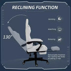 High Back PU Leather Gaming Chair, Racing Computer Chair with Swivel Wheels, Retractable Footrest, Headrest, Lumbar Support, and Armrest