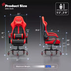 RSPGAME Basic Ergonomic Gaming Chair for Adults, PU Leather Office Chairs with Vibration Lumbar Support and Retractable Footrest, Home Computer Chairs