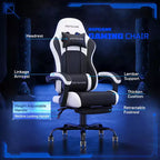 RSPGAME Basic Ergonomic Gaming Chairs for Adults, PU Leather Office Chairs with Lumbar Support, Pocket Spring Cushion and Retractable Footrest