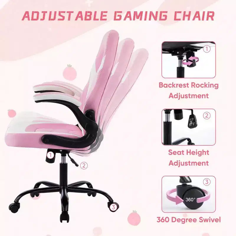 TUYOHW Ergonomic Gaming Chair,S-Shaped Backrest Office Chair with Rocking Mode & Adjustable Height,High Resilience Foam