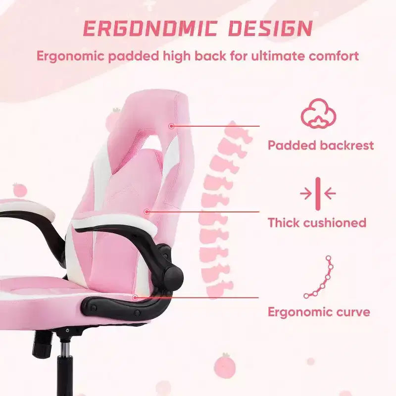 TUYOHW Ergonomic Gaming Chair,S-Shaped Backrest Office Chair with Rocking Mode & Adjustable Height,High Resilience Foam