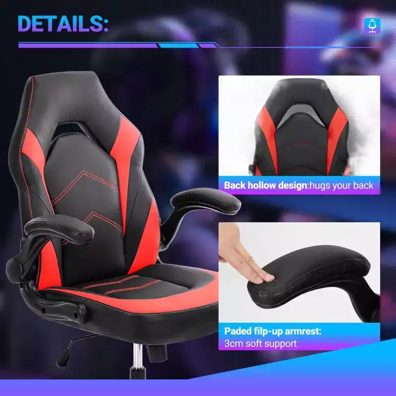 TUYOHW Ergonomic Gaming Chair,S-Shaped Backrest Office Chair with Rocking Mode & Adjustable Height,High Resilience Foam
