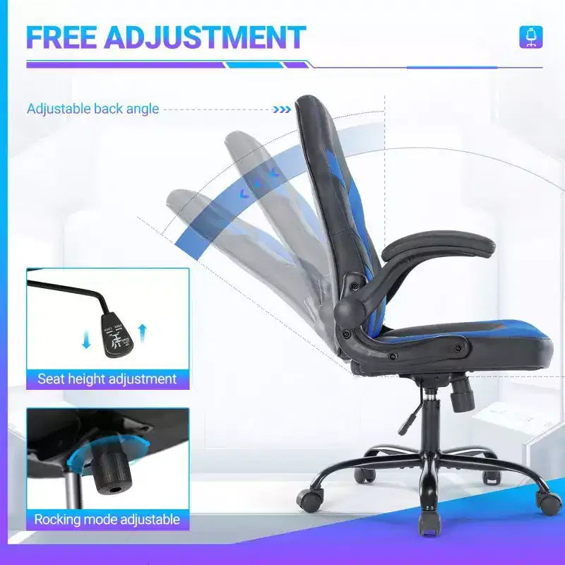 TUYOHW Ergonomic Gaming Chair,S-Shaped Backrest Office Chair with Rocking Mode & Adjustable Height,High Resilience Foam