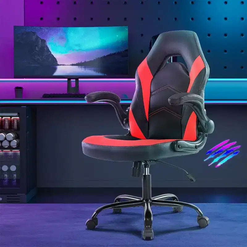 TUYOHW Ergonomic Gaming Chair,S-Shaped Backrest Office Chair with Rocking Mode & Adjustable Height,High Resilience Foam