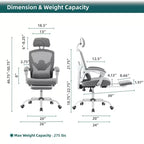 TUYOHW Mesh Swivel Criss Cross Chair on Wheels,Office Chair with Retractable Footrest,Gaming Chair with Lumbar Support Pillow for Office