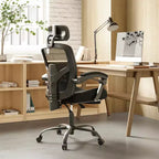 TUYOHW Mesh Swivel Criss Cross Chair on Wheels,Office Chair with Retractable Footrest,Gaming Chair with Lumbar Support Pillow for Office