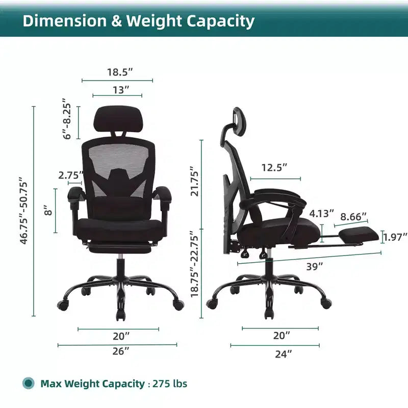 TUYOHW Mesh Swivel Criss Cross Chair on Wheels,Office Chair with Retractable Footrest,Gaming Chair with Lumbar Support Pillow for Office