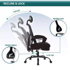 TUYOHW Mesh Swivel Criss Cross Chair on Wheels,Office Chair with Retractable Footrest,Gaming Chair with Lumbar Support Pillow for Office
