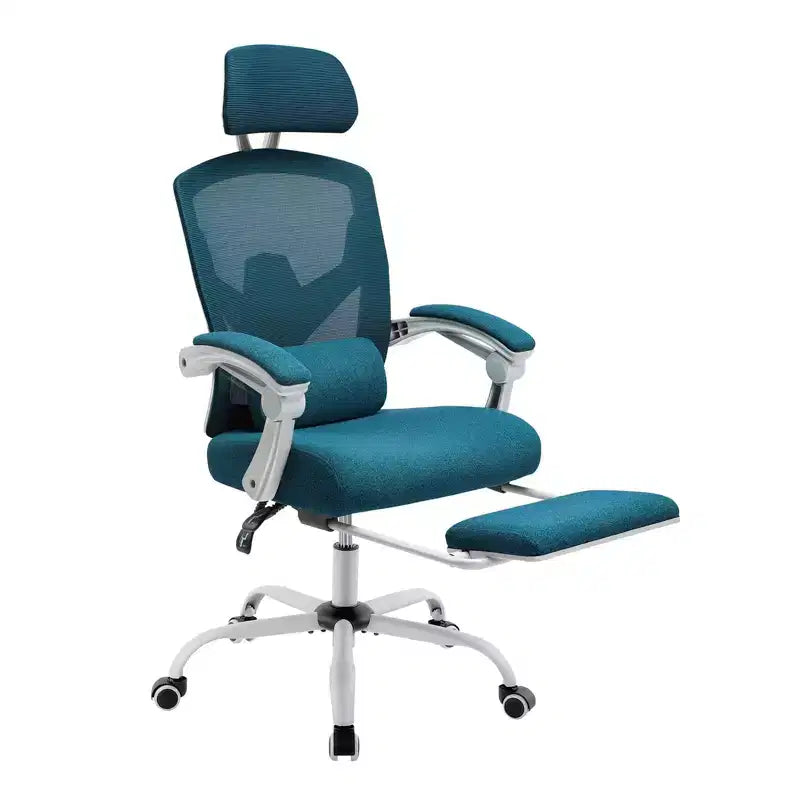 TUYOHW Mesh Swivel Criss Cross Chair on Wheels,Office Chair with Retractable Footrest,Gaming Chair with Lumbar Support Pillow for Office