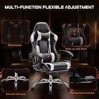 TUYOHW PU Leather Criss Cross Chair on Wheels with Footrest and Lumbar Support,Office Chair with Fixed Up Armrest,Gaming Chair for Office