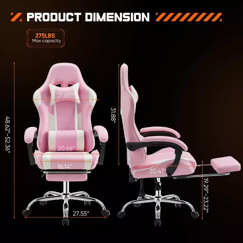 TUYOHW PU Leather Criss Cross Chair on Wheels with Footrest and Lumbar Support,Office Chair with Fixed Up Armrest,Gaming Chair for Office