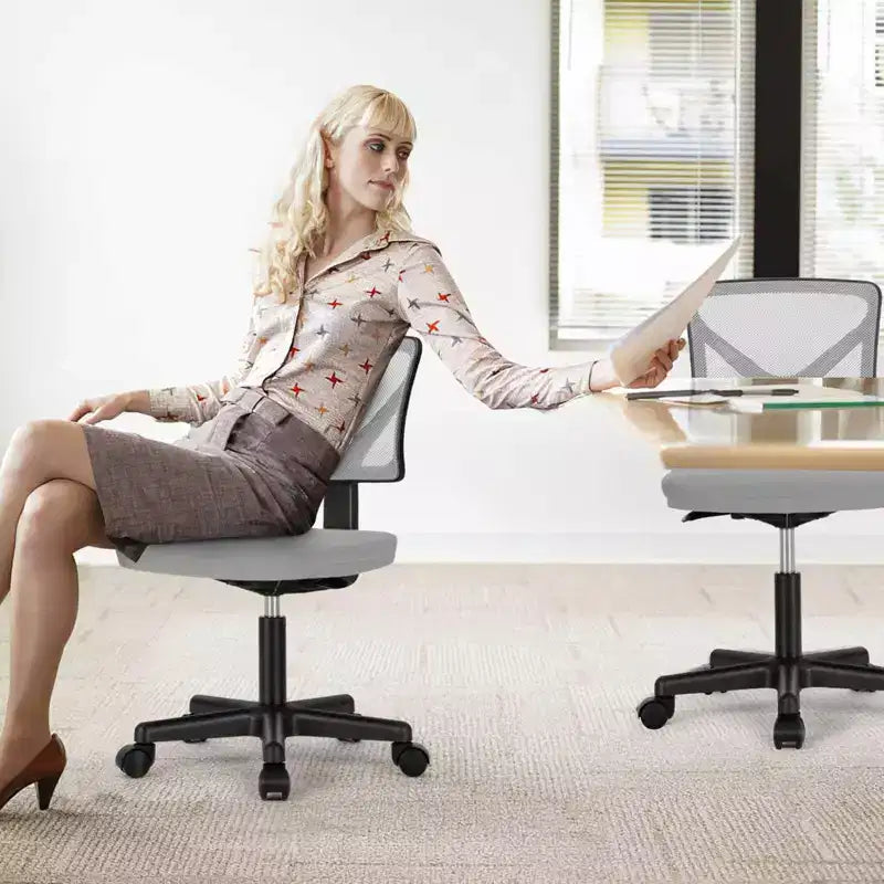 TUYOHW Mesh Swivel Criss Cross Chair on Wheels,Office Chair with Adjustable Height and Lumbar Support,Gaming Chair with Low-Back for Office