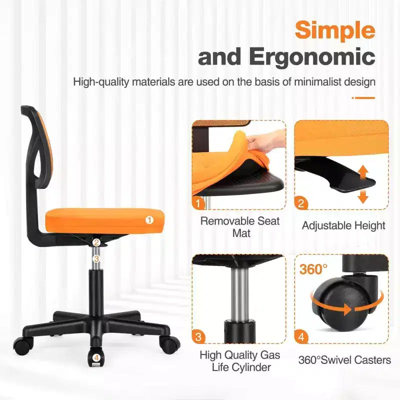 TUYOHW Mesh Swivel Criss Cross Chair on Wheels,Office Chair with Adjustable Height and Lumbar Support,Gaming Chair with Low-Back for Office