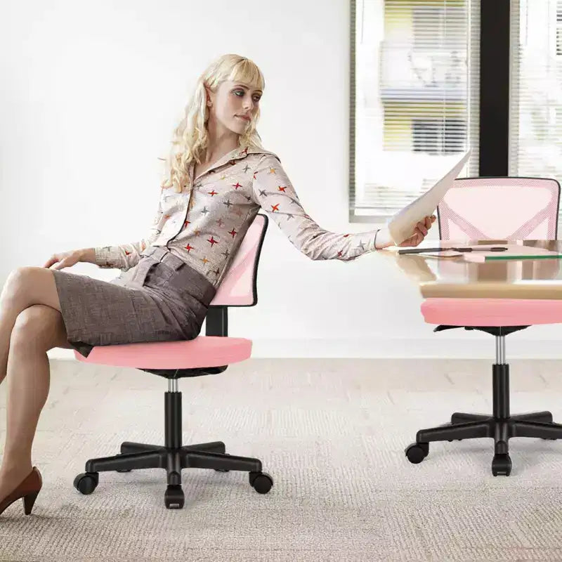 TUYOHW Mesh Swivel Criss Cross Chair on Wheels,Office Chair with Adjustable Height and Lumbar Support,Gaming Chair with Low-Back for Office
