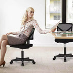 TUYOHW Mesh Swivel Criss Cross Chair on Wheels,Office Chair with Adjustable Height and Lumbar Support,Gaming Chair with Low-Back for Office