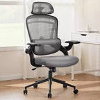 TUYOHW Mesh Criss Cross Chair on Wheels,Office Chair with Adjustable Lumbar Support and Headrest,Gaming Chair with Soft Flip Up Arms for Office