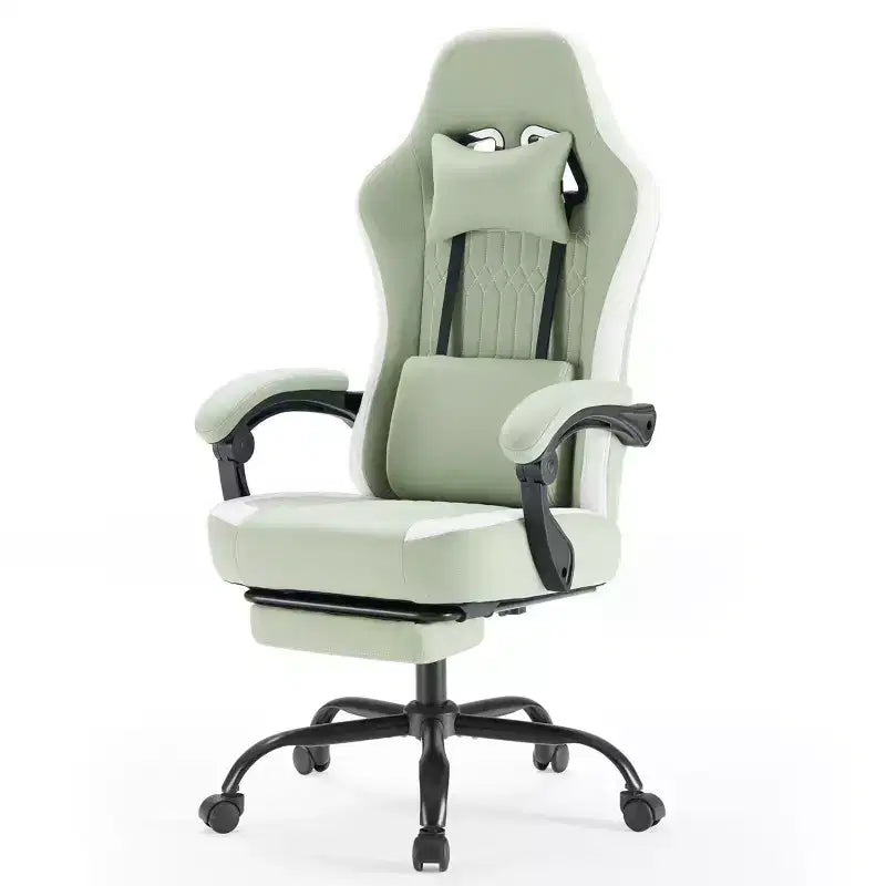 TUYOHW Microfiber Swivel Criss Cross Chair on Wheels,Office Chair with Removable Headrest and Waist Pillow,Gaming Chair for Office