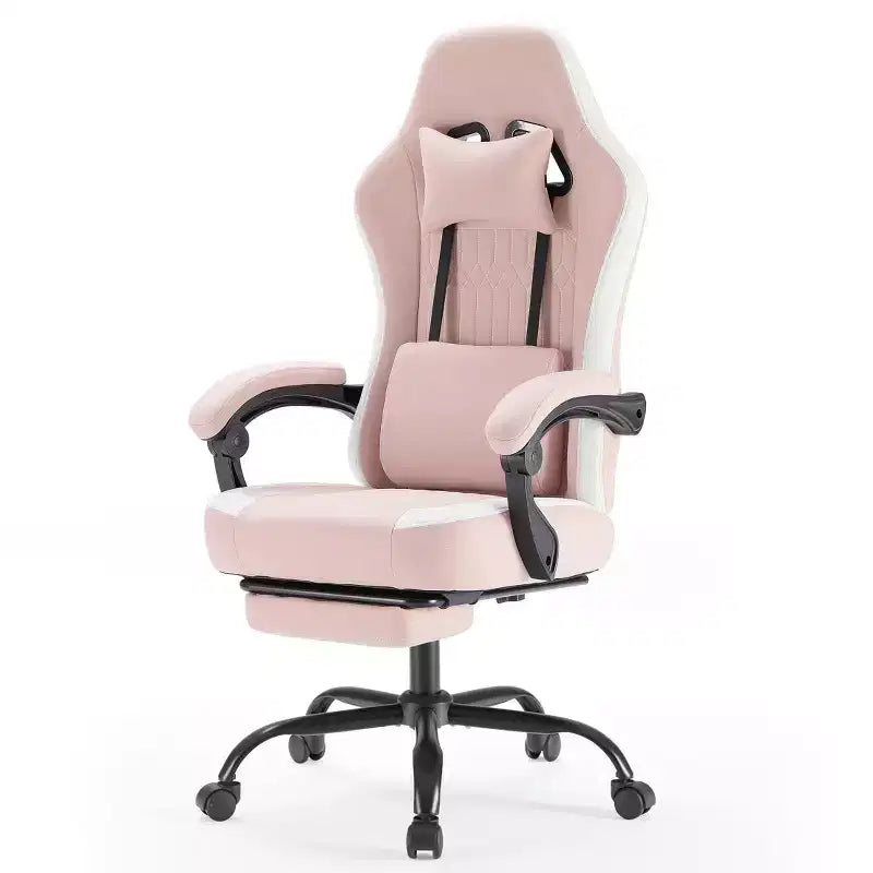 TUYOHW Microfiber Swivel Criss Cross Chair on Wheels,Office Chair with Removable Headrest and Waist Pillow,Gaming Chair for Office