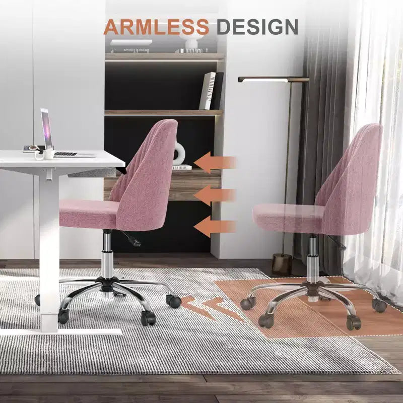 TUYOHW Swivel Criss Cross Chair on Wheels,Office Chair with Adjustable Height and Lumbar Support,Armless Gaming Chair for Office