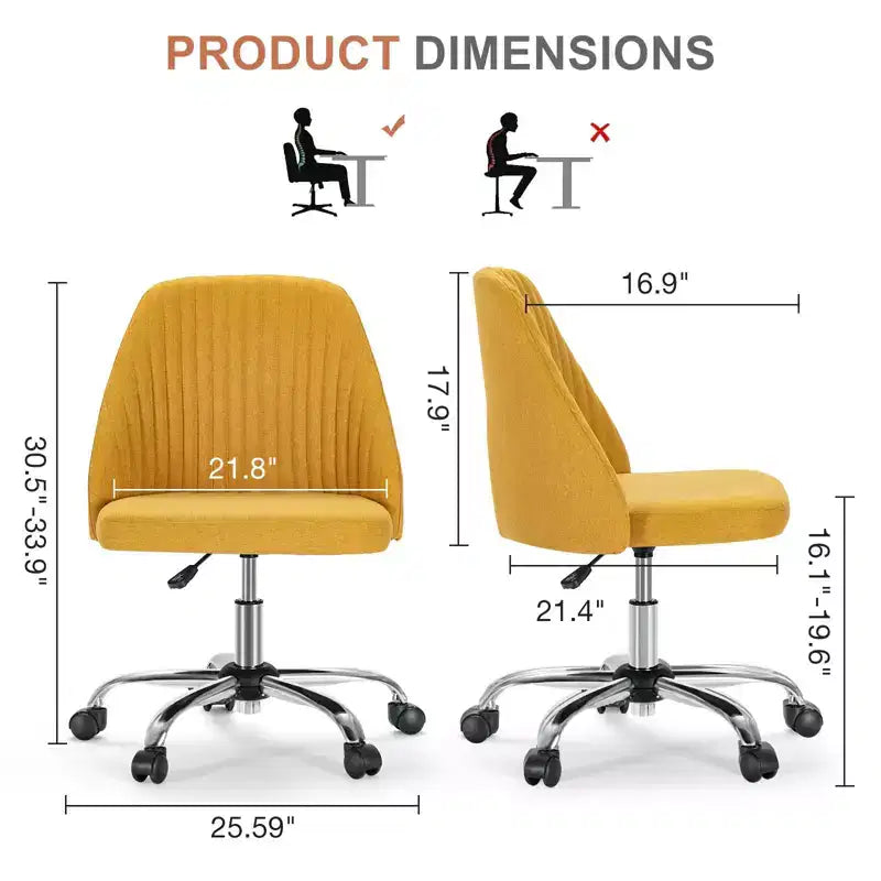 TUYOHW Swivel Criss Cross Chair on Wheels,Office Chair with Adjustable Height and Lumbar Support,Armless Gaming Chair for Office