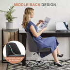 TUYOHW Swivel Criss Cross Chair on Wheels,Office Chair with Adjustable Height and Lumbar Support,Armless Gaming Chair for Office