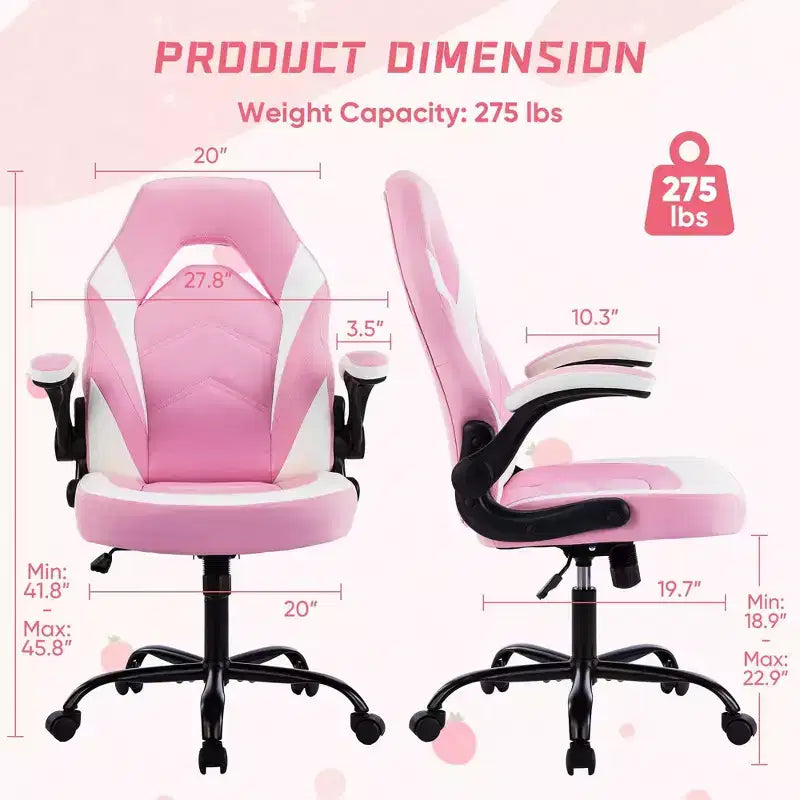 TUYOHW PU Leather Swivel Criss Cross Chair on Wheels with S-Shaped Backrest,Office Chair with Lumbar Support,Gaming Chair for Office