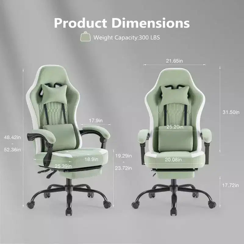 TUYOHW Ergonomic Office Chair with Pocket Spring Seat,300LB Capacity Gaming Chair with Adjustable Lumbar Pillow & Footrest for Adult,Student