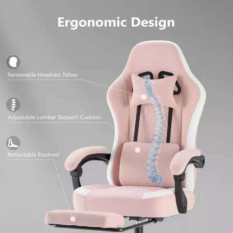 TUYOHW Ergonomic Office Chair with Pocket Spring Seat,300LB Capacity Gaming Chair with Adjustable Lumbar Pillow & Footrest for Adult,Student