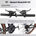 Mountain Bike 24 Inch Wheels, 21-Speed Mens Womens Trail Commuter City Mountain Bike High Carbon Steel Frame Disc Brakes