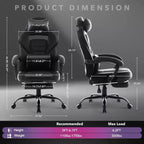 Ergonomic Gaming Chair, High-Back PU Computer Chair, Retractable Footrest, Height Adjustable, Adjustable Lumbar & Headrest, Swivel Office Chair