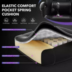 Ergonomic Gaming Chair, High-Back PU Computer Chair, Retractable Footrest, Height Adjustable, Adjustable Lumbar & Headrest, Swivel Office Chair