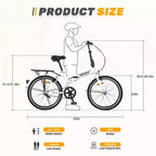 NAYSAYE 24 Inch Folding Bike For Adults With Fenders Steel Frame Single Speed City Commuter Bicycle, Light White, 63*22.83*45.6