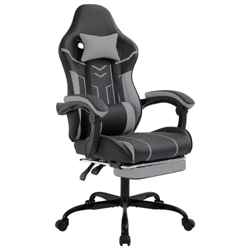 MAYEERTY Gaming Chair, Computer Chair, Ergonomic Chair with Footrest Lumbar Backrest for Living Room Black Gray