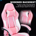 MAYEERTY Ergonomic Video Gamer Chairs, Computer Gaming Chairs with Massage Lumbar Support and Footrest Pink White